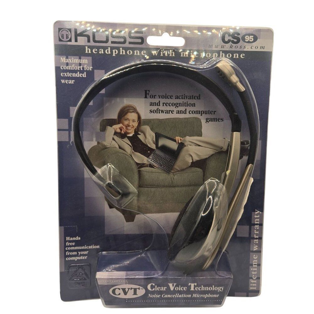 Koss CS-95 Headphone With Microphone CVT Noise Cancellation NEW